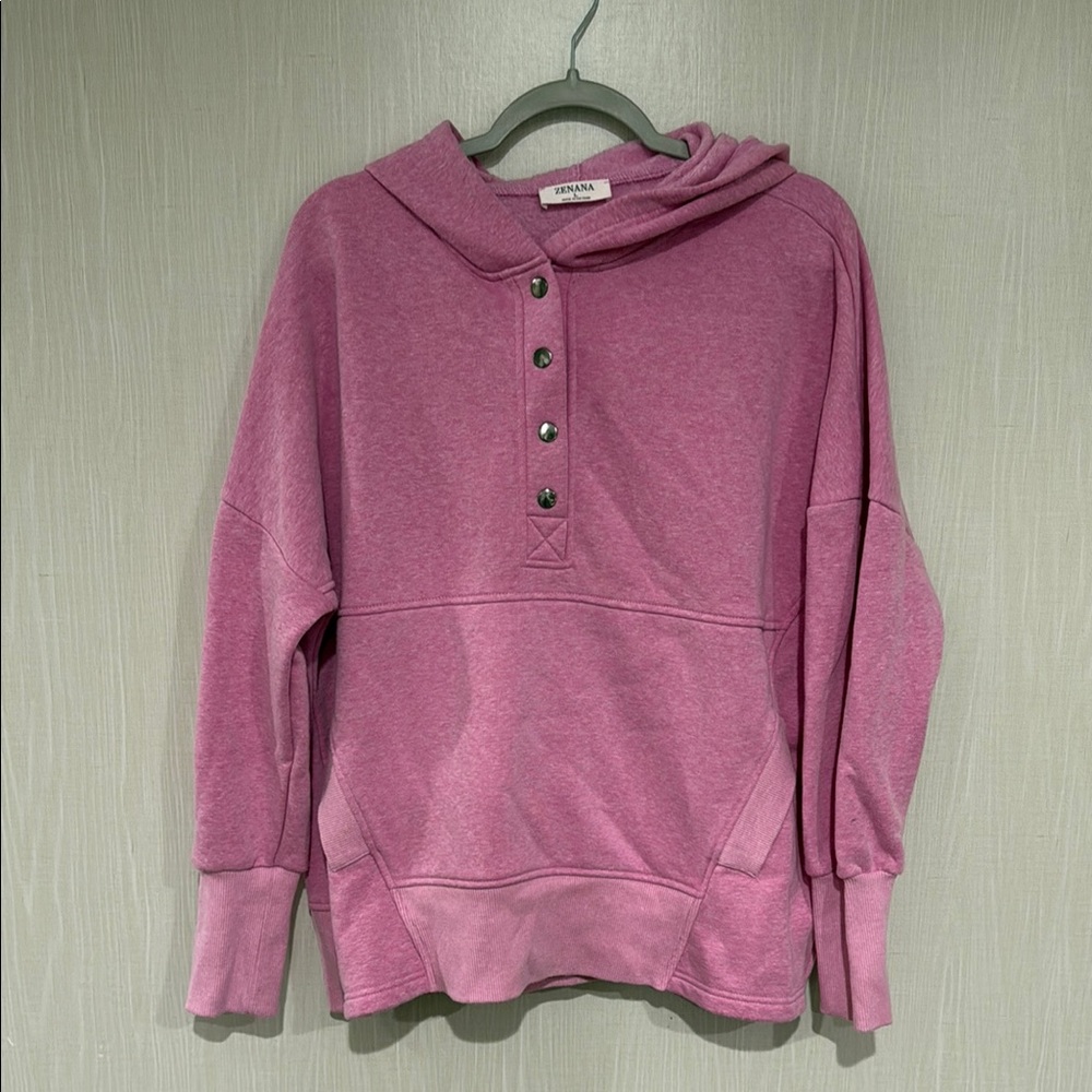 Zenana Outfitters Pink Oversized Polo Sweatshirt